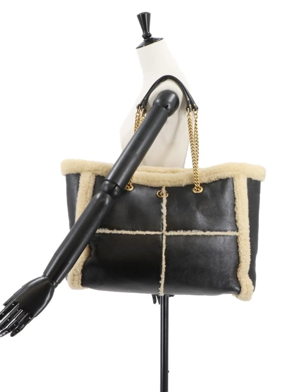 Authentic GUCCI NEW Cruise 2023 Cosmogonie black leather fur tote - Picture 10 of 12